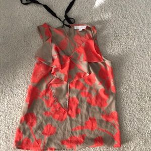 Ann Taylor blouse pink and brown floral